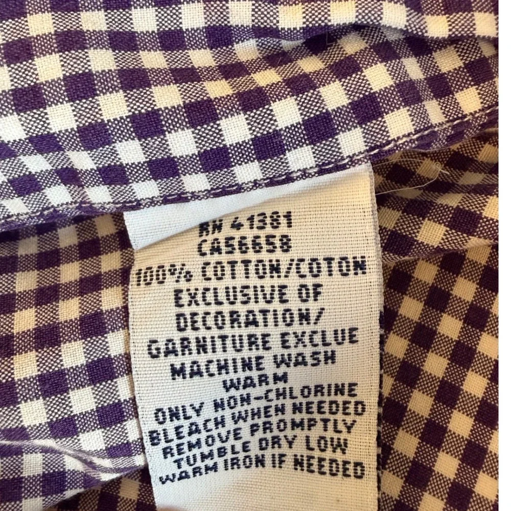 Ralph Lauren Mens Purple Gingham Classic Fit Button Down‎ Shirt 16.5 34/35